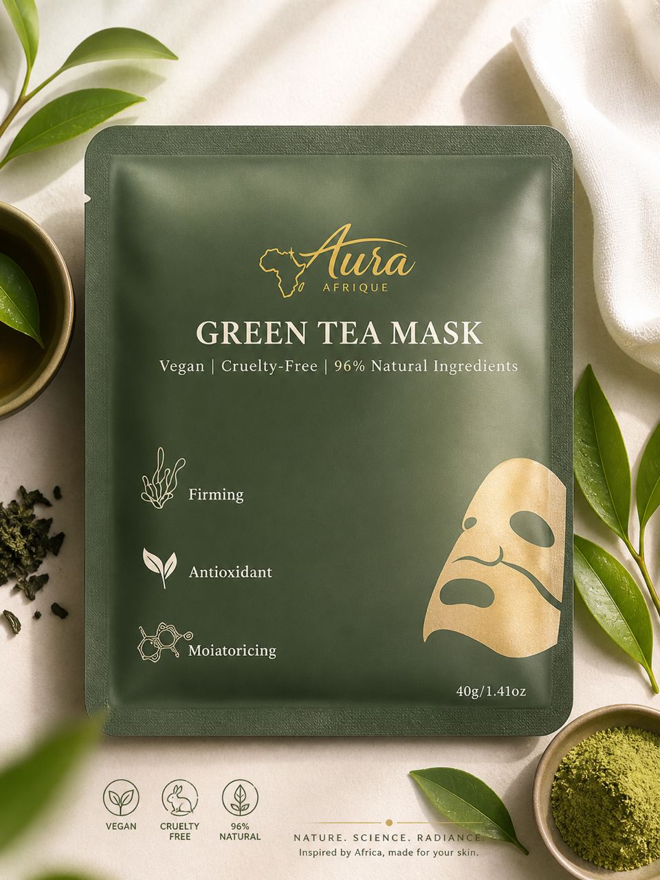 Mask Thé Vert - Antioxydant & Hydratation | Aura Afrique
